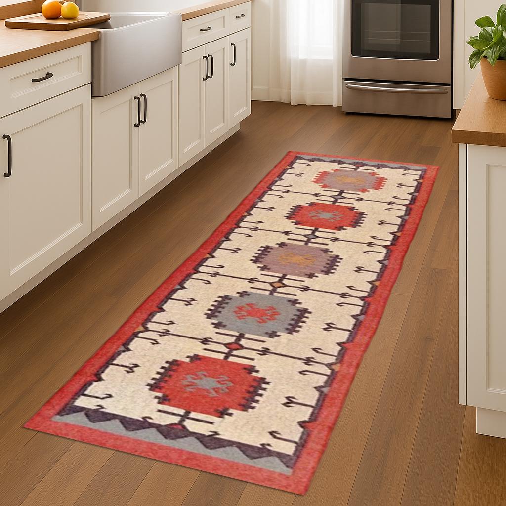 Rustic Wool Jute Runner – Handmade Natural Rug for Farmhouse & Boho Homes - Neutral Home Decor
