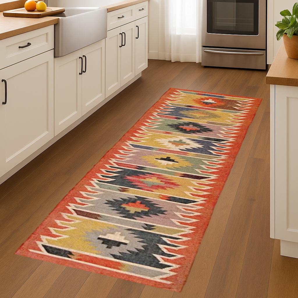 Boho Wool & Jute Runner – Earthy Natural Fiber Rug for Hallways - Entryways - Rustic Wool Jute Runner Wool Jute Carpet