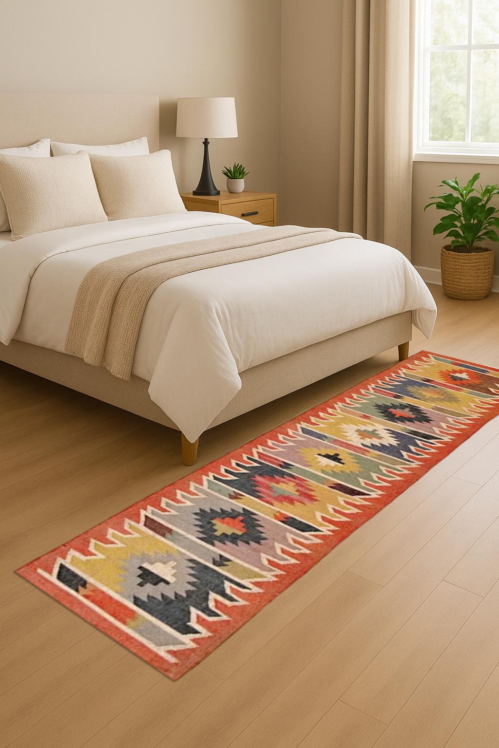 Boho Wool & Jute Runner – Earthy Natural Fiber Rug for Hallways - Entryways - Rustic Wool Jute Runner Wool Jute Carpet