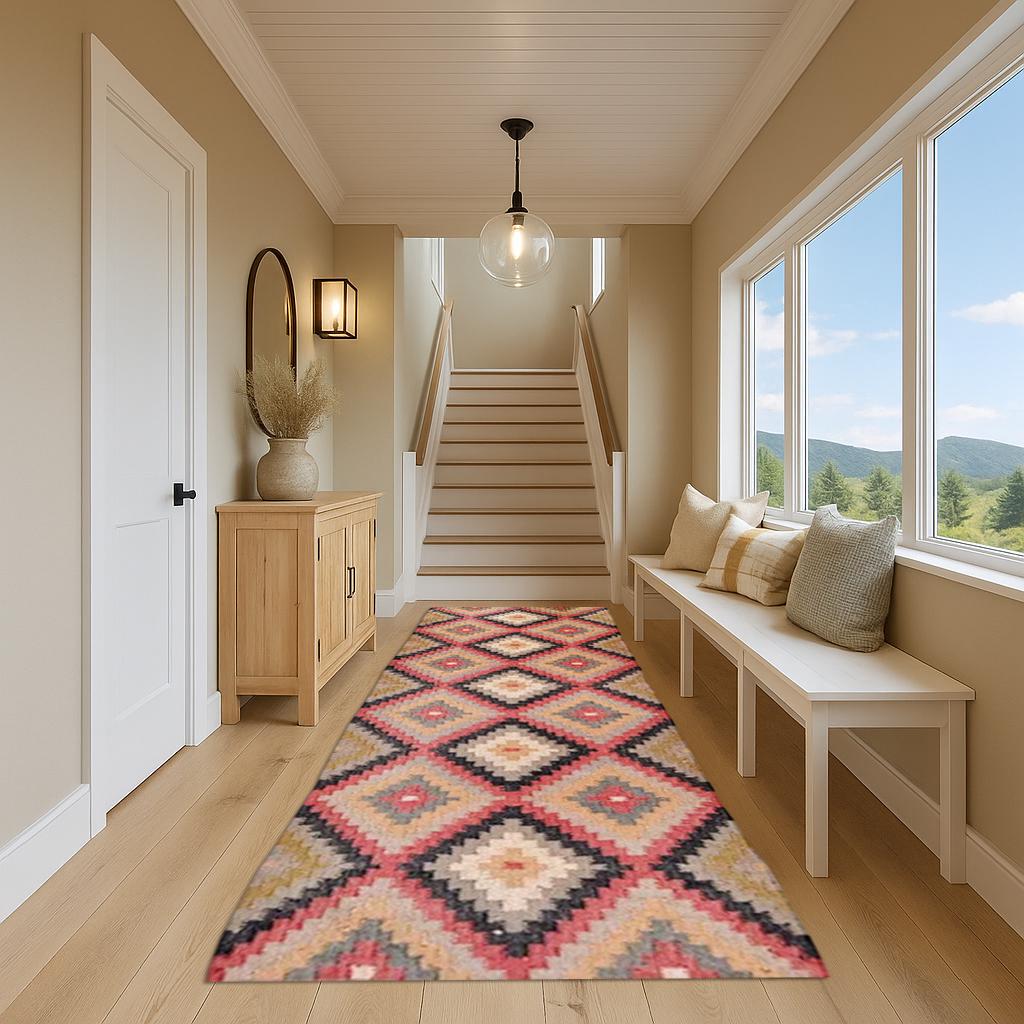 Flatweave Wool Jute Runner | Minimalist Natural Runner | Eco Home Decor | Long Handwoven Rug for Hallway or Kitchen