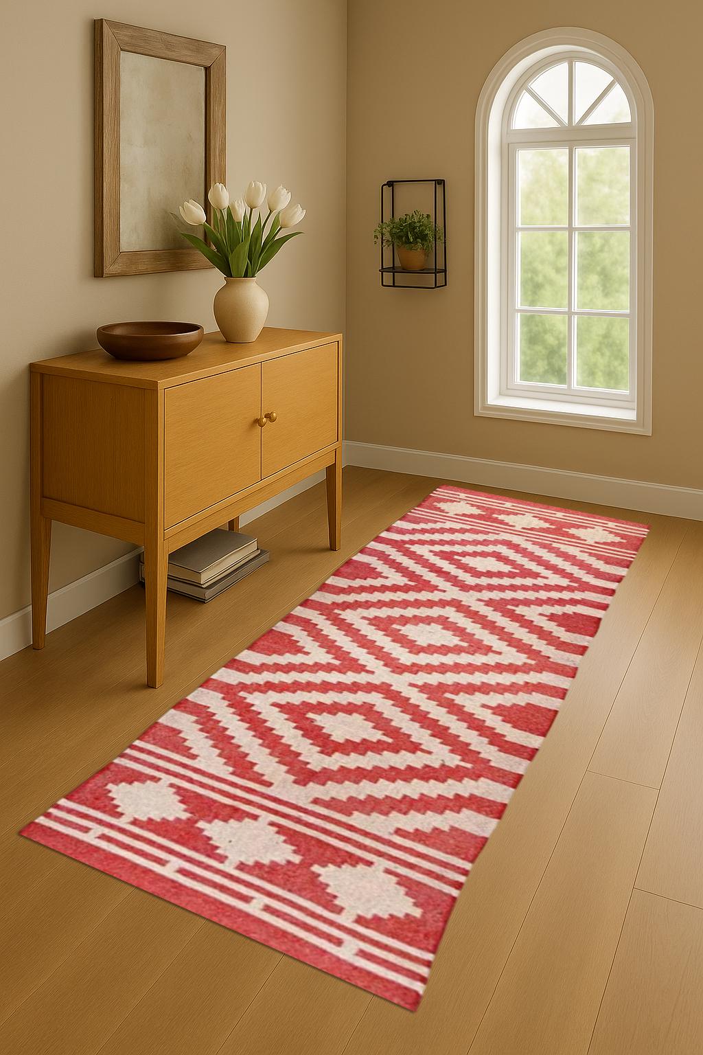 Natural Wool Jute Runner Rug | Handwoven Hallway Runner | Boho Farmhouse Long Rug | Eco-Friendly Entryway Runner | Kitchen Fiber Rug