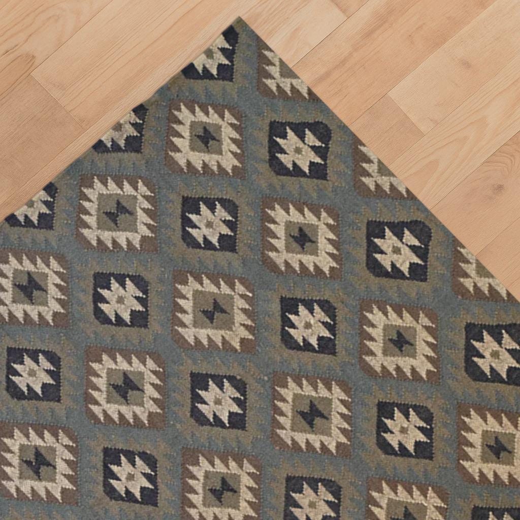 Wool Jute Rug, Kilim Area Rug, Handmade Kilim Runner Rug, Boho Hallway Rug, Vintage Kitchen Rug, Bohemian Rug, Indian Dhurrie Rug