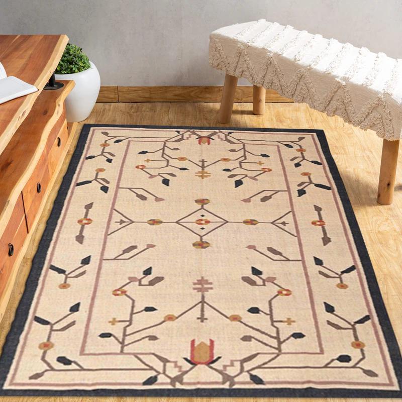 Handwoven, Wool and Jute Rug Handmade, Kilim Dhurrie Rug, Traditional Indian jute Area rug Navajo Kilim Rug Large Kilim Rug 8x10 Ft