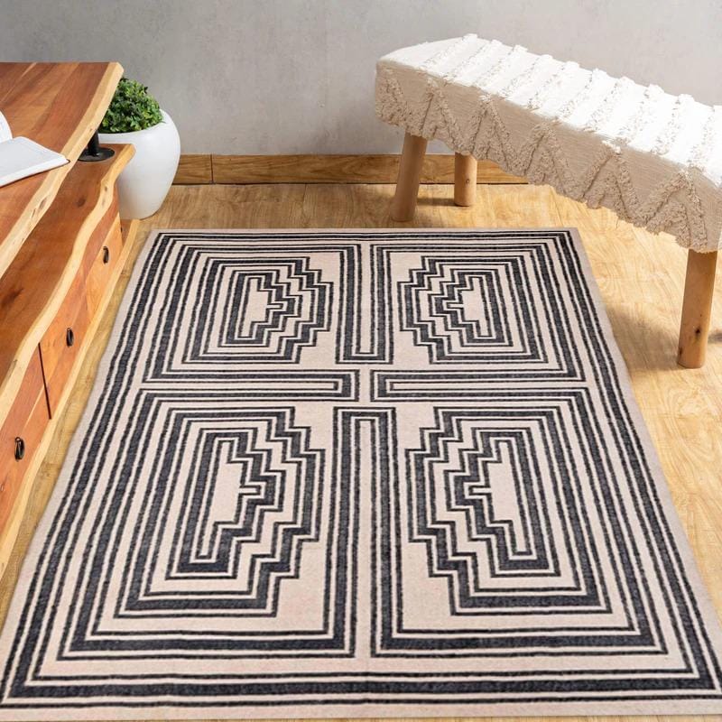 White Navy Modern Geometric Design Hand Woven High Quality Wool Flatweave Rug, Customize in any size, Wool Jute Rug Handmade Dhurrie Rug