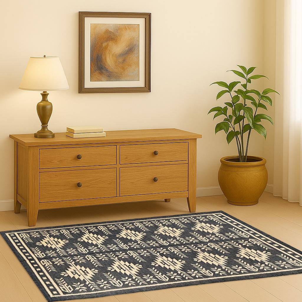 Trending Black White Kilim Rug, Handwoven Wool Jute Area Rug, Bohemian Southwestern Home Decor, Modern Geometric Floor Carpet, pet friendly