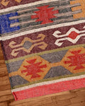 Handwoven Tribal Kilim Rug | Boho Wool Area Carpet | Vintage Geometric Floor Mat for Living Room, Bedroom & Entryway