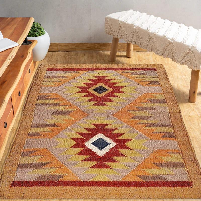 Handmade Vintage Turkish Kilim, Southwestern Navajo Wool Jute Area Kilim – Moroccan Flatweave, Pastel Kilim Rug, Custom Rug 5x7 Feet