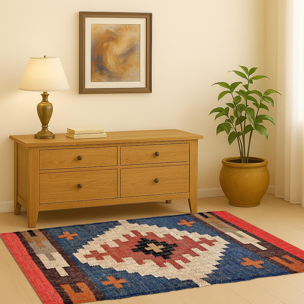 5x8 Wool Jute Kilim Rug, Home Decor Rugs, Custom Size Wool Rug, Vintage Area Rug, Handmade, Wool and Jute Rug Handwoven, Kilim Dhurrie Rug