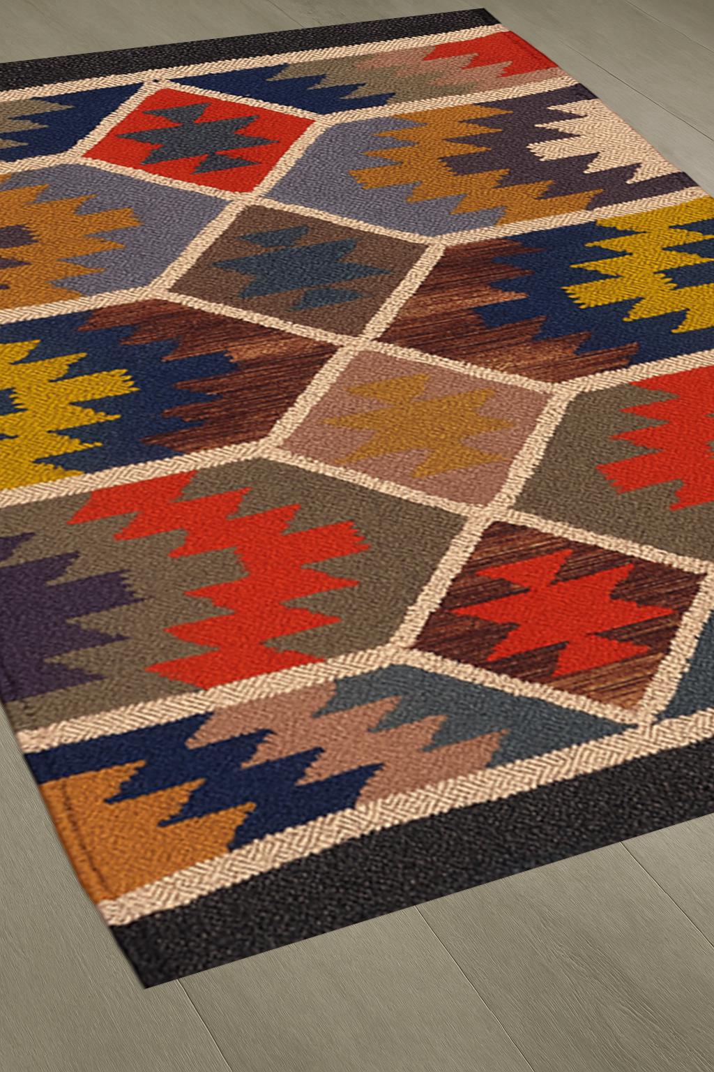 Kilim Rug, Handwoven, Wool and Jute Rug Handmade, Kilim Dhurrie Rug, Navajo Kilim Rug, Custom Rug, Flatweave Rug, Bohemian Rug