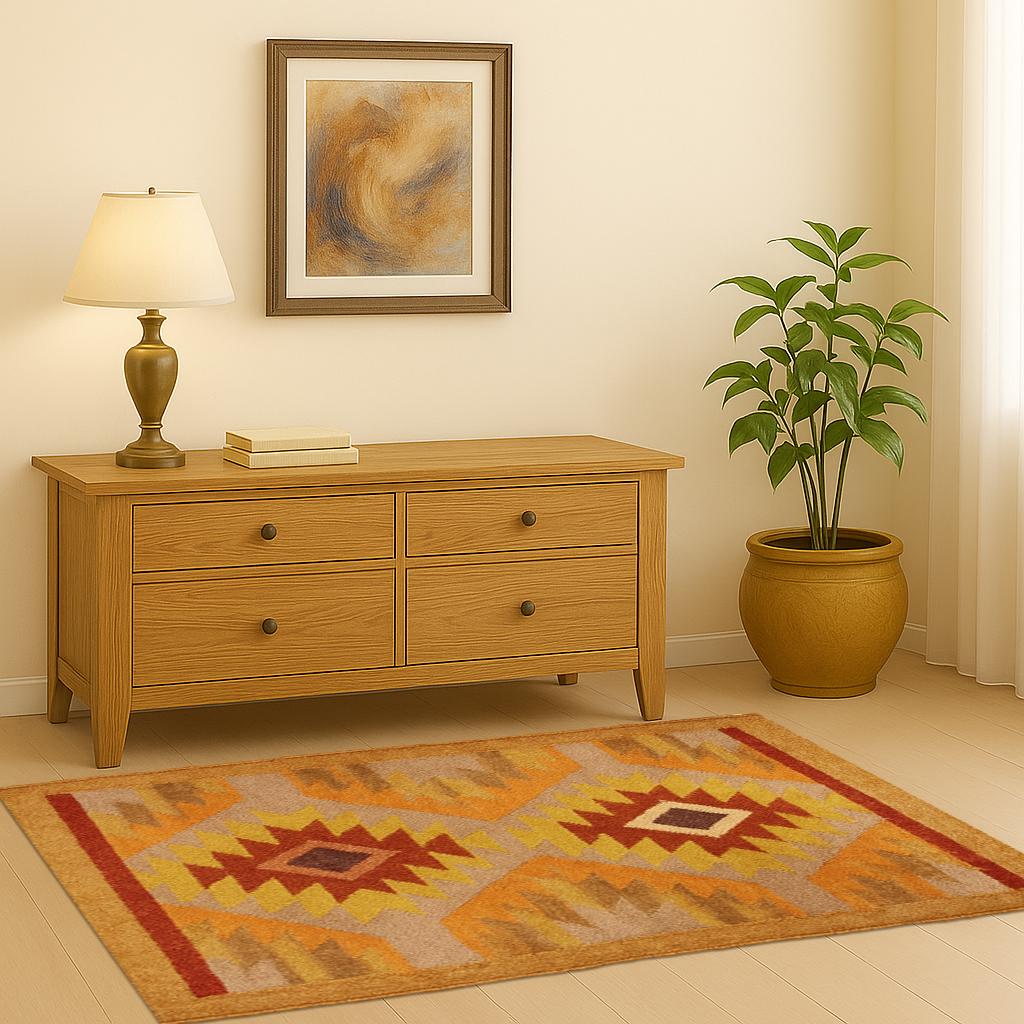 Boho Kilim Wool Rug Runner | Handwoven Tribal Carpet | 2x4 Rustic Entryway Rug | Geometric Flatweave Decor | Southwest Home Aesthetic