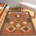 Wool and Jute Rug in Red Color, Handmade Kilim Dhurrie Rug, Bohemian Rug, Navajo Kilim Rug, Custom Size Rug, Brown Traditional Rug