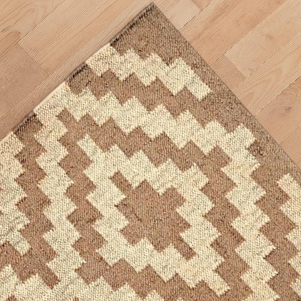 Natural Jute & wool Kilim Rug | Earthy Tones Area Rug | Artisanal Handwoven Floor Covering | Eco-Friendly Home Decor