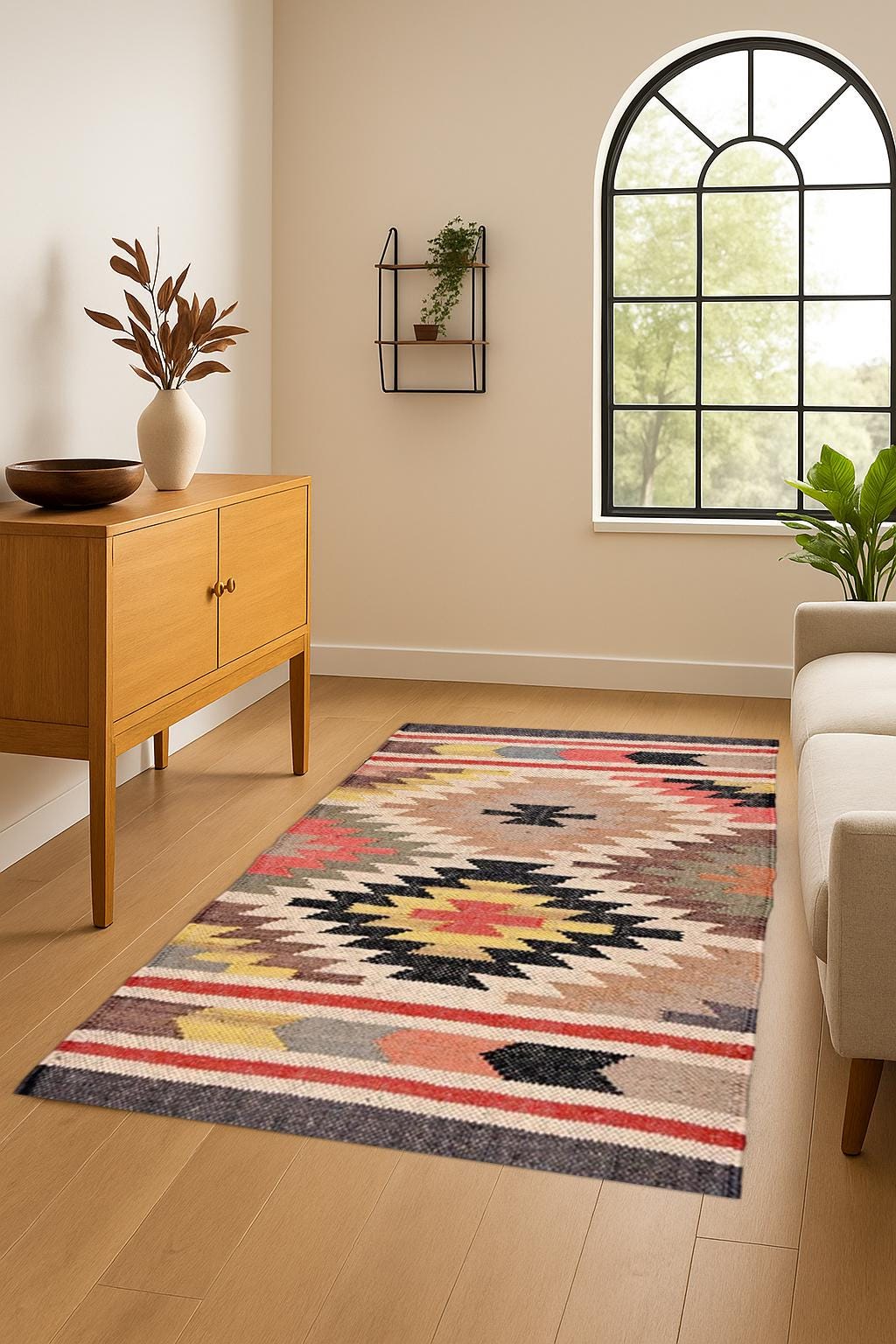 Wool and Jute Rug multi Color, Handmade Kilim Dhurrie Rug, Indian Dhurrie Rug, Navajo Kilim Rug, Custom Rug, Flatweave Rug, Bohemian Rug