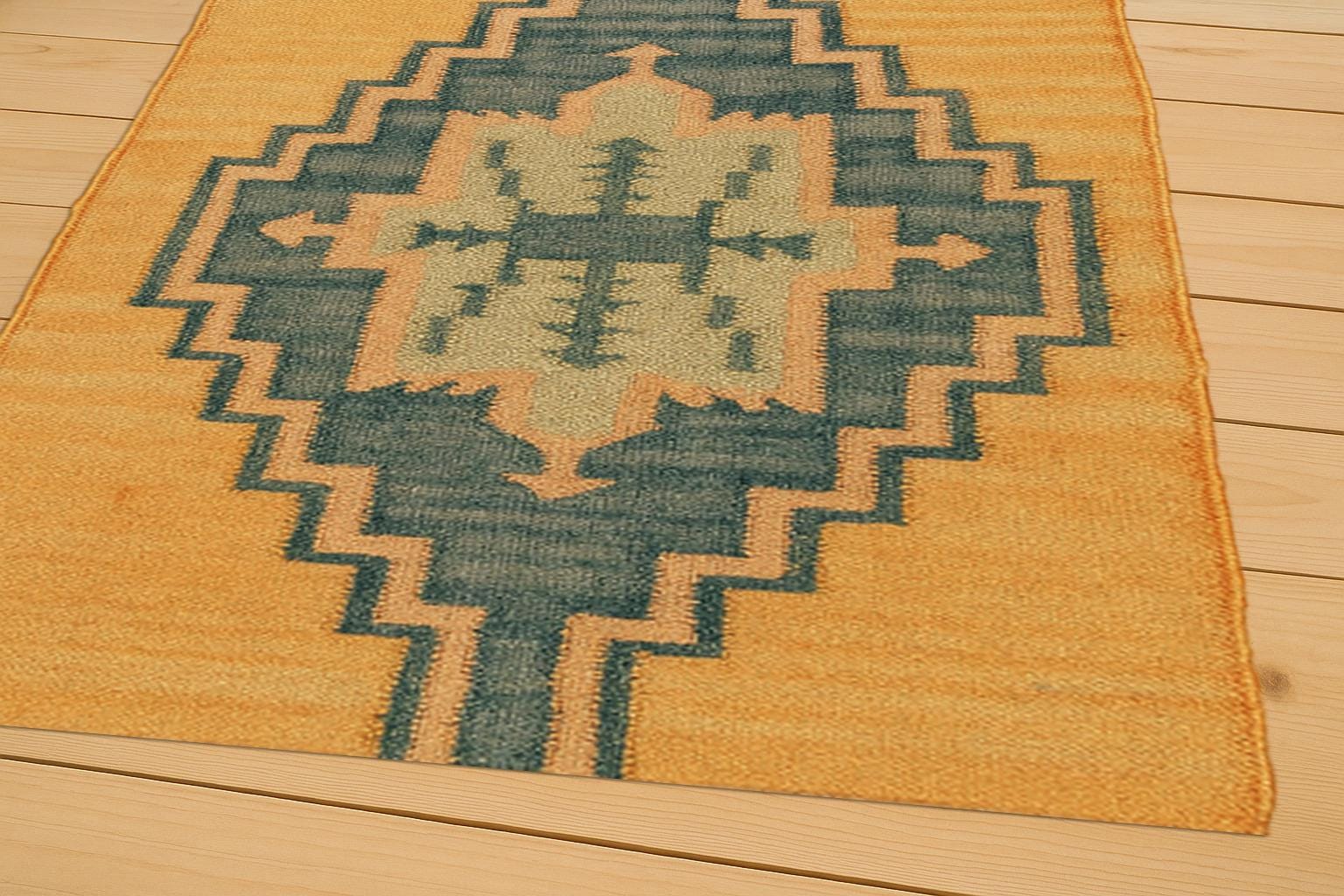 Tribal Wool Jute Kilim Runner Rug, Handwoven Southwestern Boho Rug, Rustic Hallway Rug,Geometric Flatweave Carpet, Ethnic Handmade Decor Rug