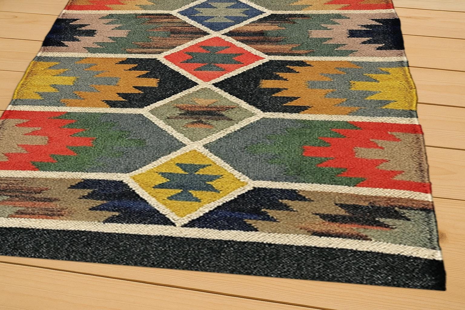 Traditional Handwoven, Kilim Rug, Wool and Jute Rug Handmade, Kilim Dhurrie Rug, Vintage Room Gifts, Kilim Rug