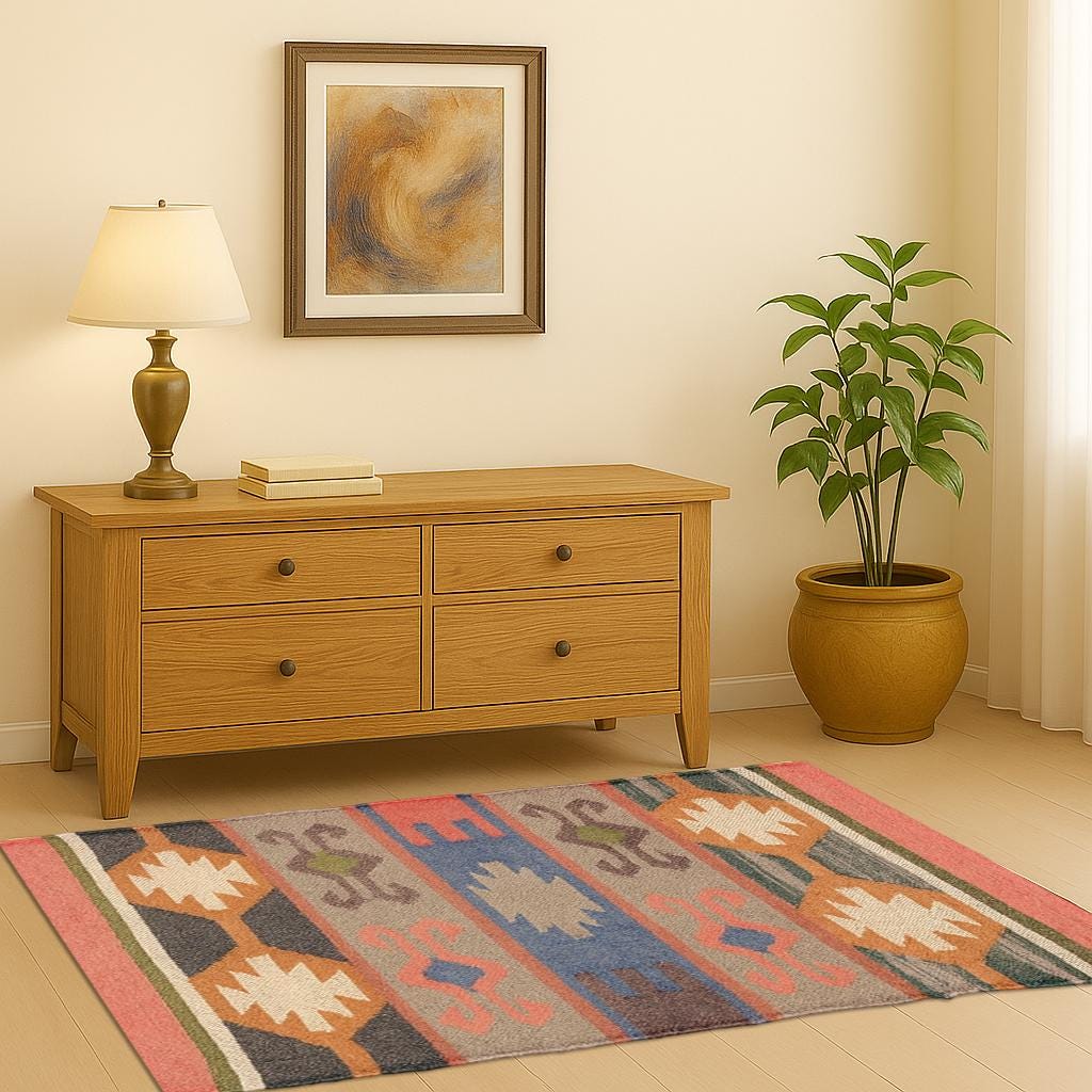 New Handmade rug, 5x8 6x9 , Wool Jute Rugs, Jute Carpet, Bohemian Killim, Doormat Indoor Outdoor,  Living Room Rugs, Navajo Decor