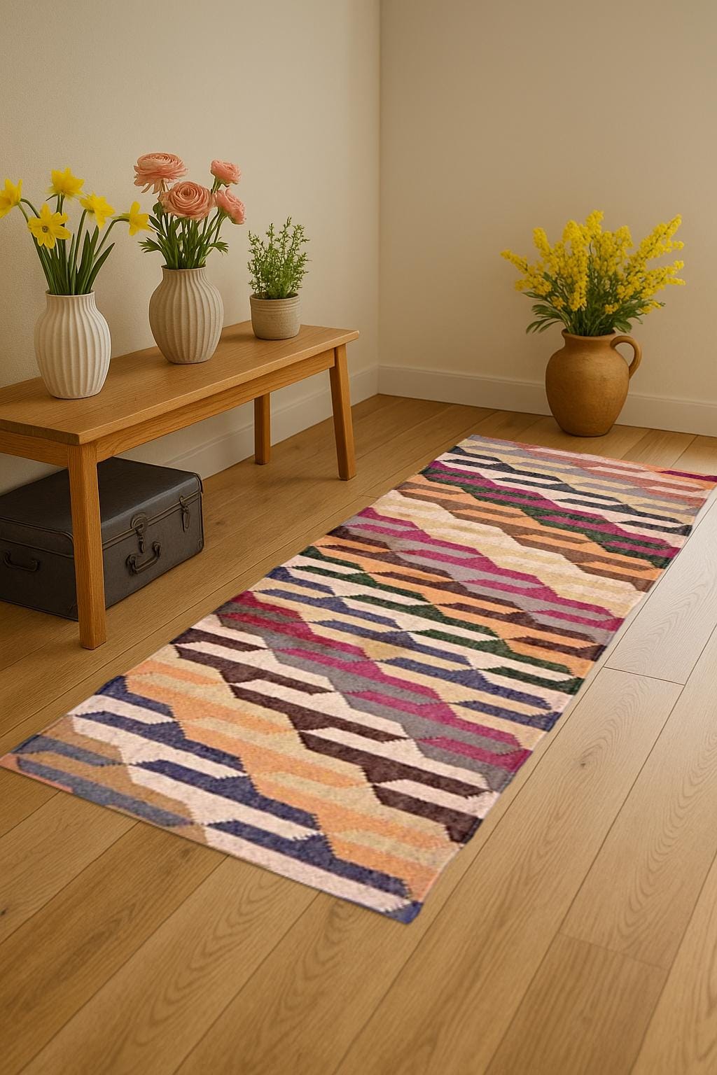 Custom Wool Jute Runner Rug | Long Hallway Carpet | Natural Rustic Runner | Boho Handwoven Rug | Eco Home Decor