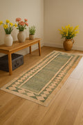 Handwoven Wool Jute Runner – Natural Boho Hallway Rug – Farmhouse Table Runner – Eco-Friendly Rustic Decor