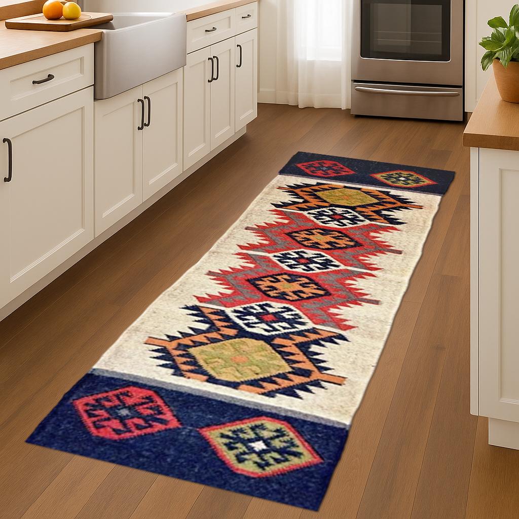 Natural Wool Jute Runner | Rustic Hallway Rug | Handmade Boho Runner for Entryway | Neutral Long Rug | Sustainable Home Decor