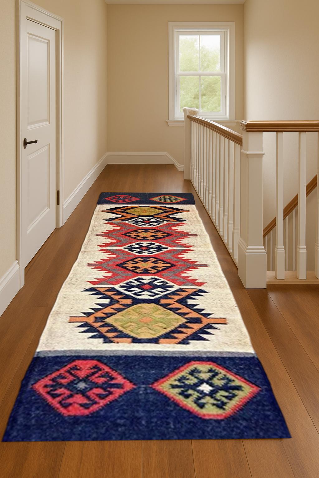 Natural Wool Jute Runner | Rustic Hallway Rug | Handmade Boho Runner for Entryway | Neutral Long Rug | Sustainable Home Decor