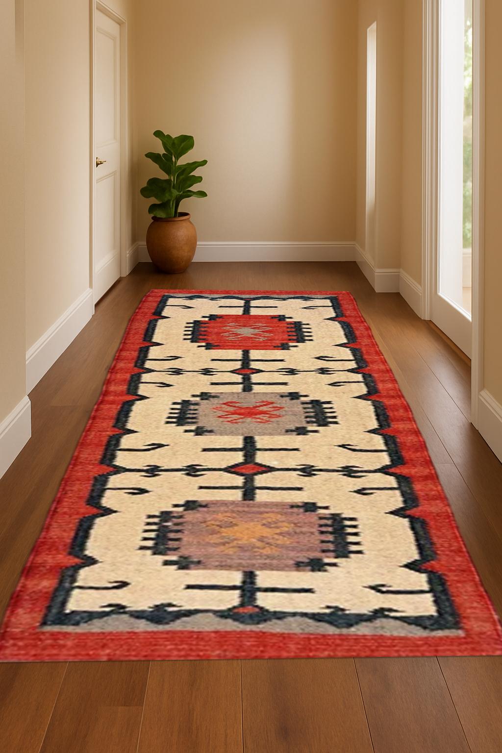 Farmhouse Wool Jute Hallway Runner | Handmade Natural Rug | Long Boho Runner | Eco-Friendly Area Rug | Custom Order