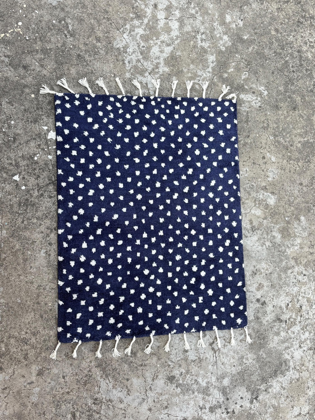Navy Blue Beni Ourain Rug White Dots Moroccan Handmade Wool Berber Area Rug Custom Made Carpet Home Decor