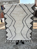Moroccan Rug, Custom Size Beni Ourain Rug, Handmade Berber Carpet, White and black Wool Rug,  Luxury Moroccan Rug