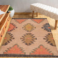 Boho Wool Jute Rug | Handwoven Area Rug | Farmhouse Tribal Carpet | Neutral Natural Rug | Rustic Bohemian Decor | Entryway Runner Rug