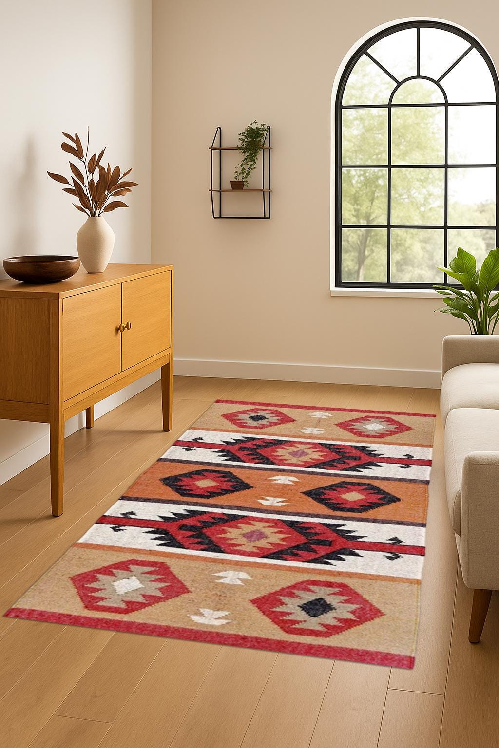 Earthy Jute Kilim Area Rug – Textured Boho Scandinavian Decor