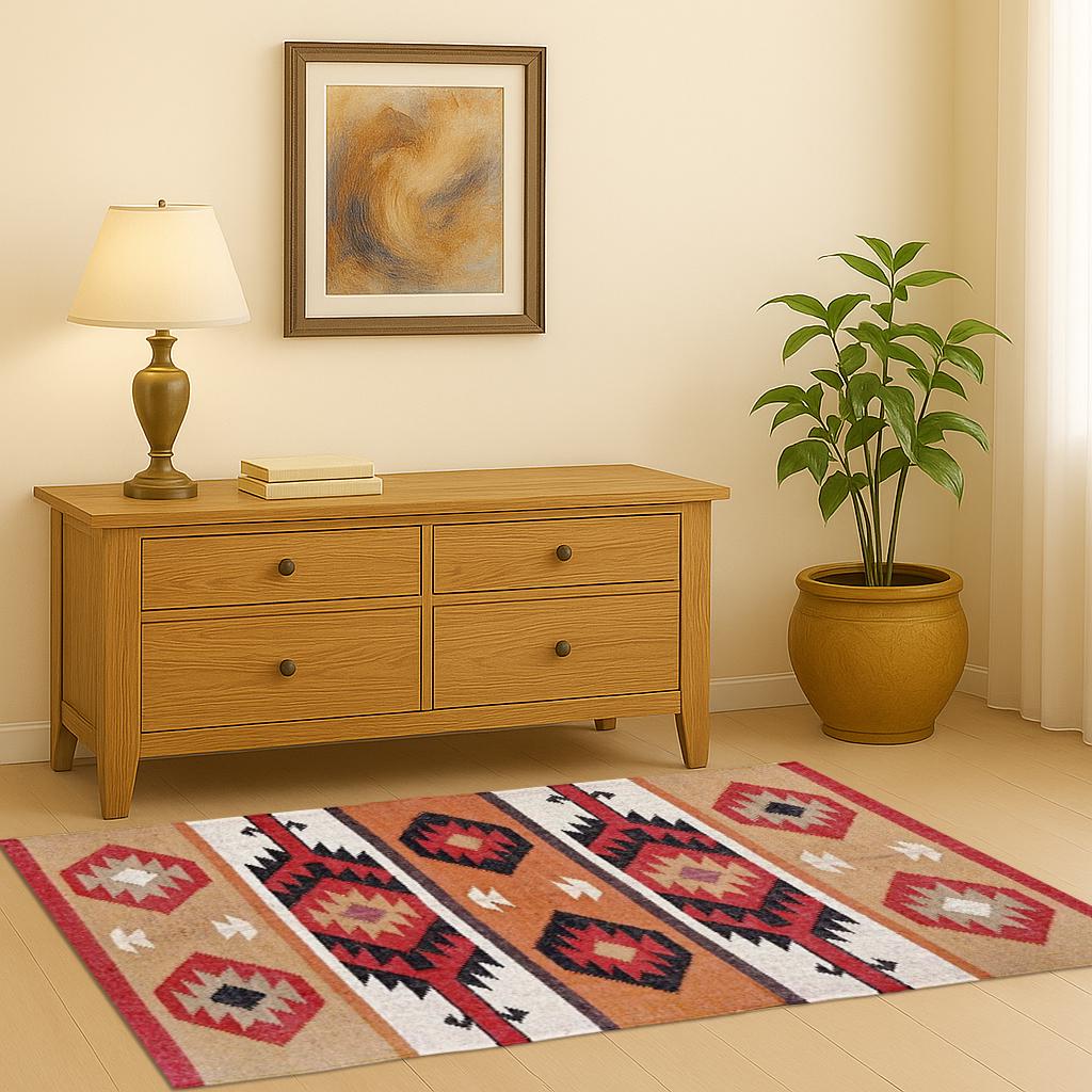 Earthy Jute Kilim Area Rug – Textured Boho Scandinavian Decor