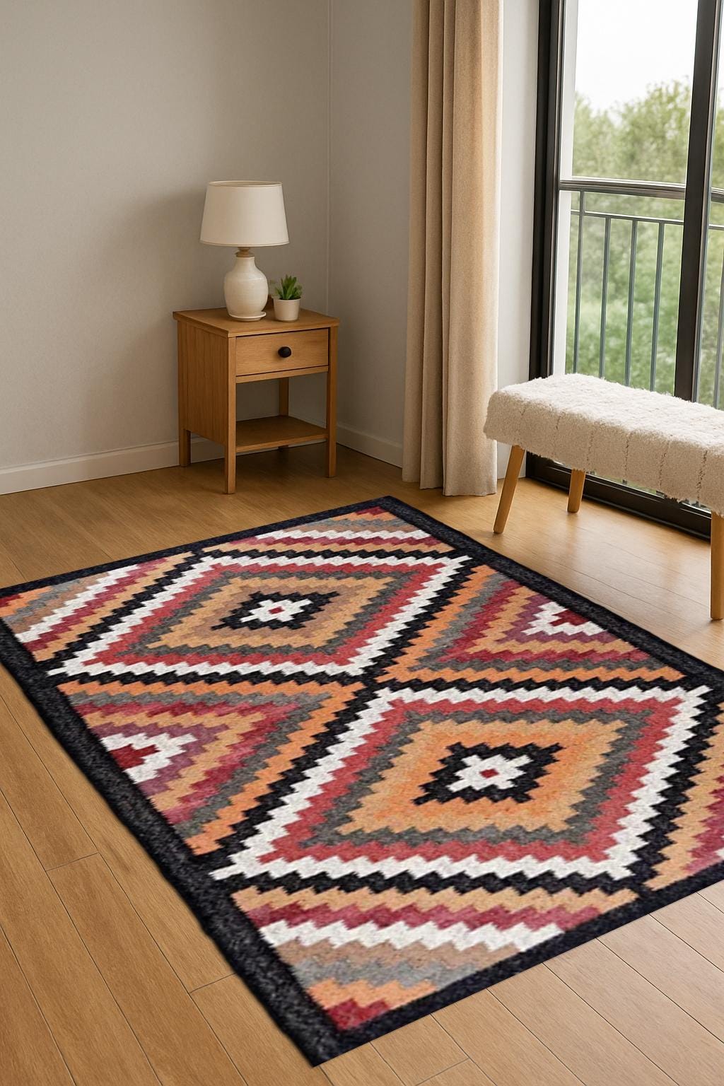 Handmade Jute Kilim Carpet – Natural Fiber Bohemian Rug