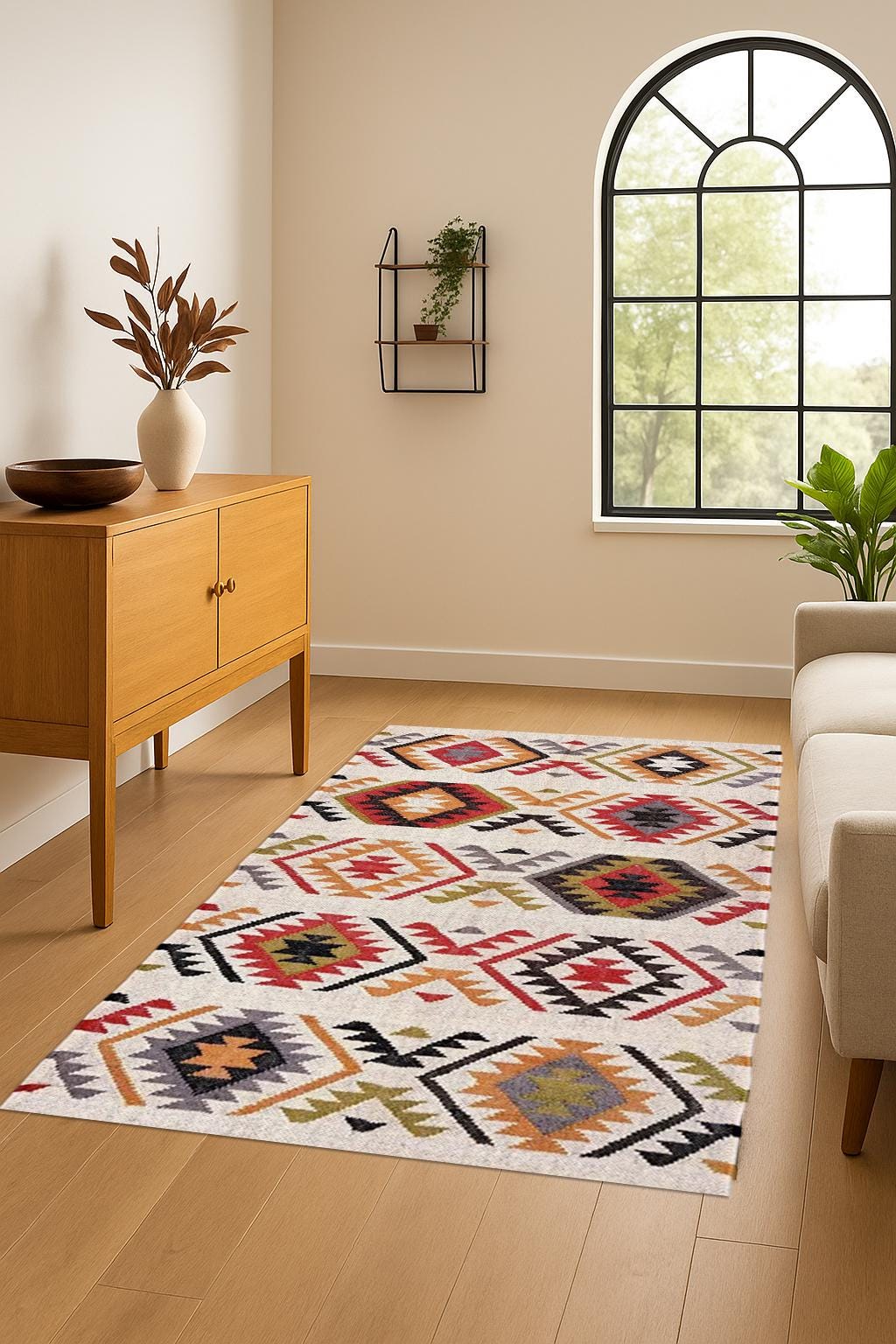 Turkish Kilim Flatweave Rug – Authentic Vintage Decor Piece | Bohemian Wool Carpet | Traditional Indian Jute Area Rug | Custom Size Area Rug