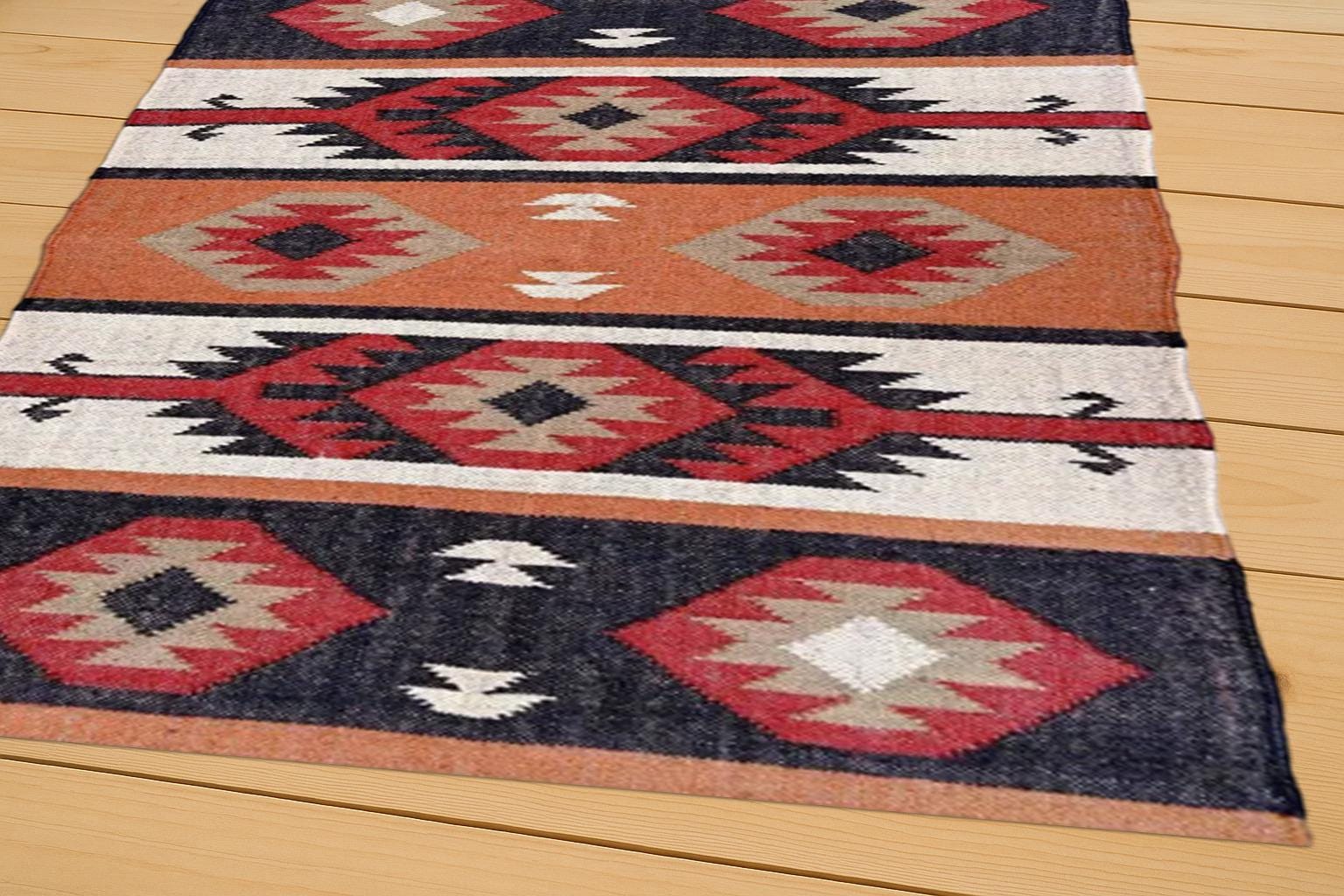 Handwoven Jute Kilim Rug – Natural Boho Flatweave Decor for Living Room | Rustic Farmhouse Home Decor |  Boho Decor Rug | Southwestern Rug