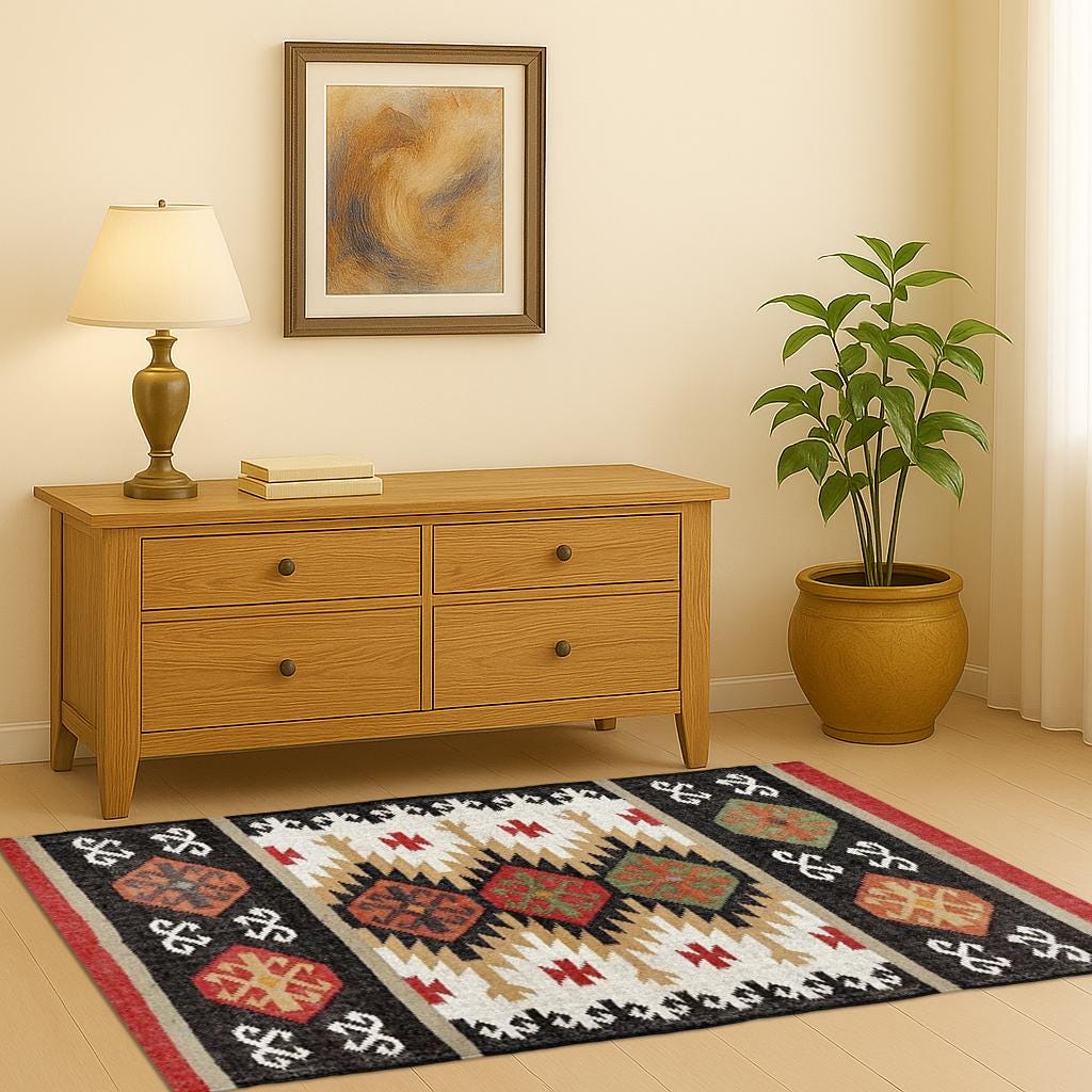 Vintage Wool Jute Kilim Rug | Turkish Kilim Rug | Jute Home Accessories | Farmhouse Rug | Boho Patterned Rug | Modern Kilim Rug