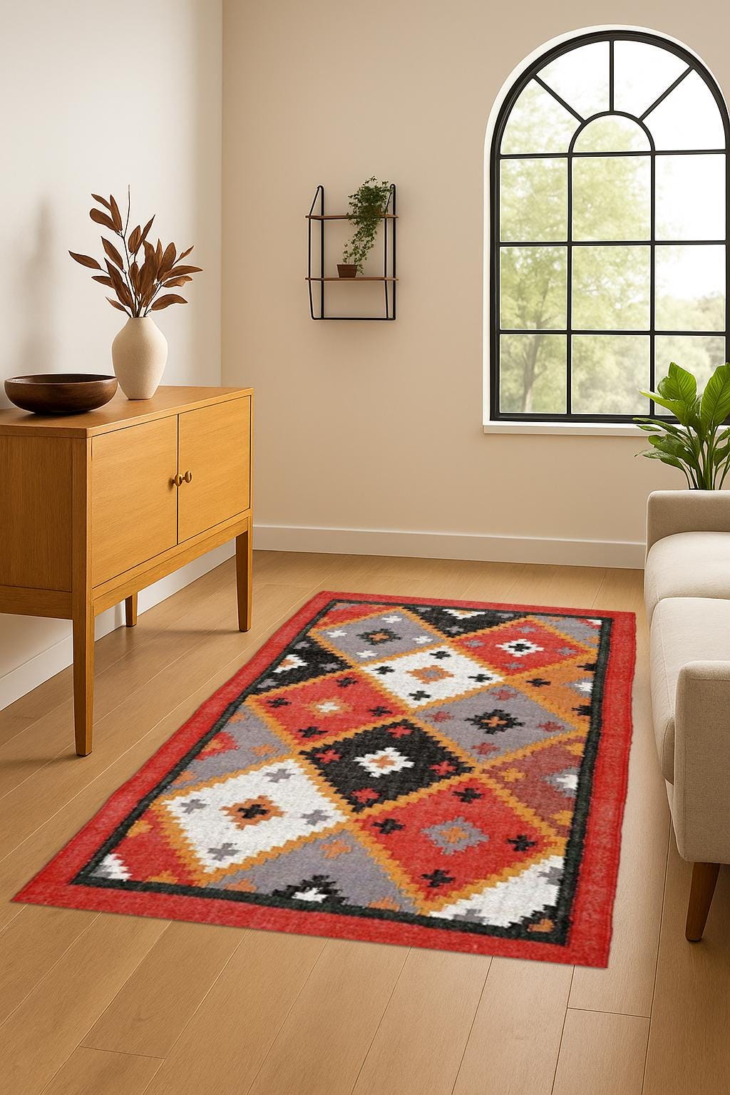Handmade Neutral Jute Rug | Rustic Farmhouse Decor |  Cottage Core Muted Area Rug | Boho Home Decor |  Turkish Area Rug | Kilim Dhurrie Rug