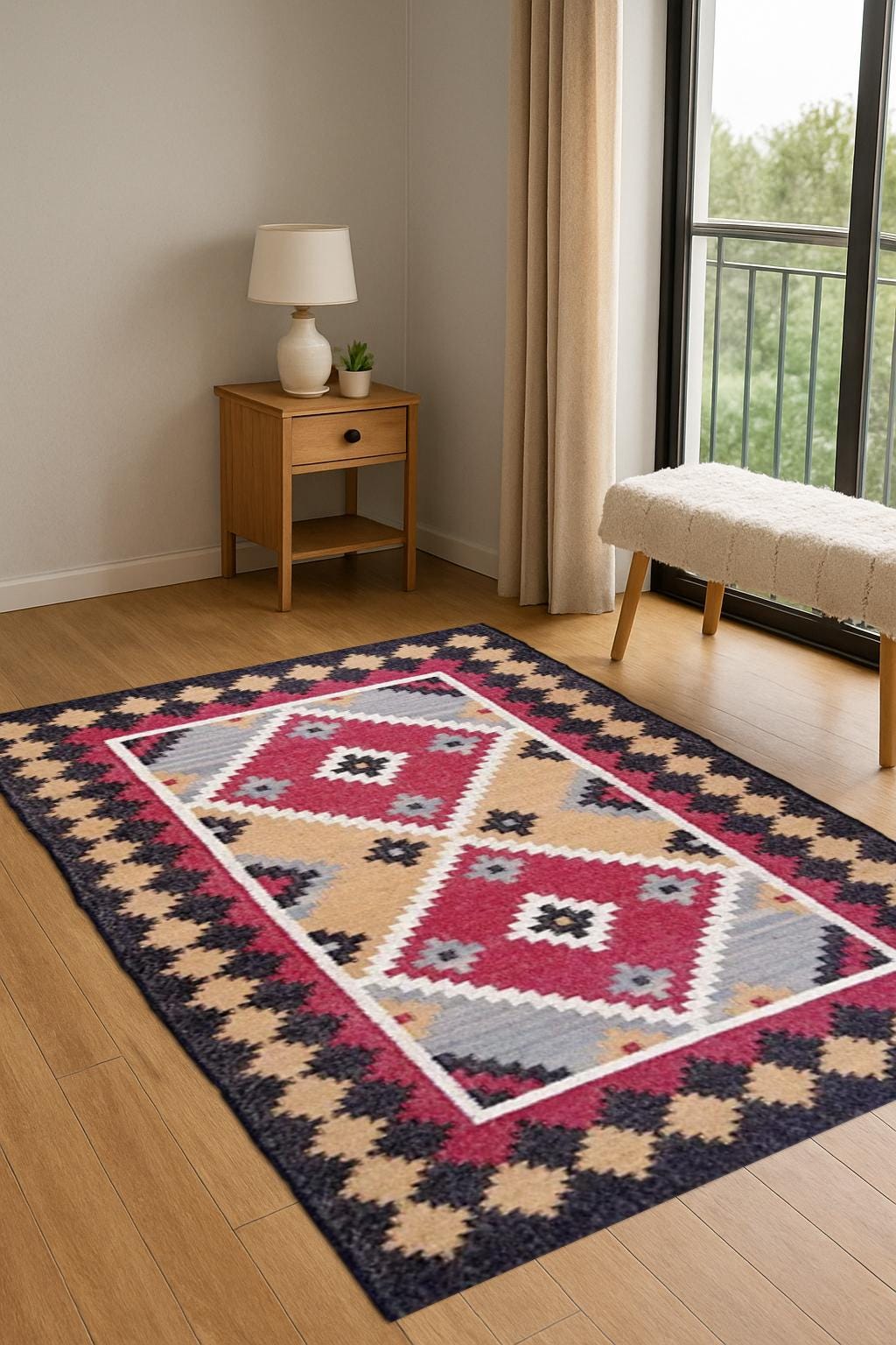 Artisanal Handwoven Jute Kilim Rug | Bohemian Natural Decor  | Durable Handwoven Area Rug | Natural Decor Carpet | Eco-Friendly Jute Rug