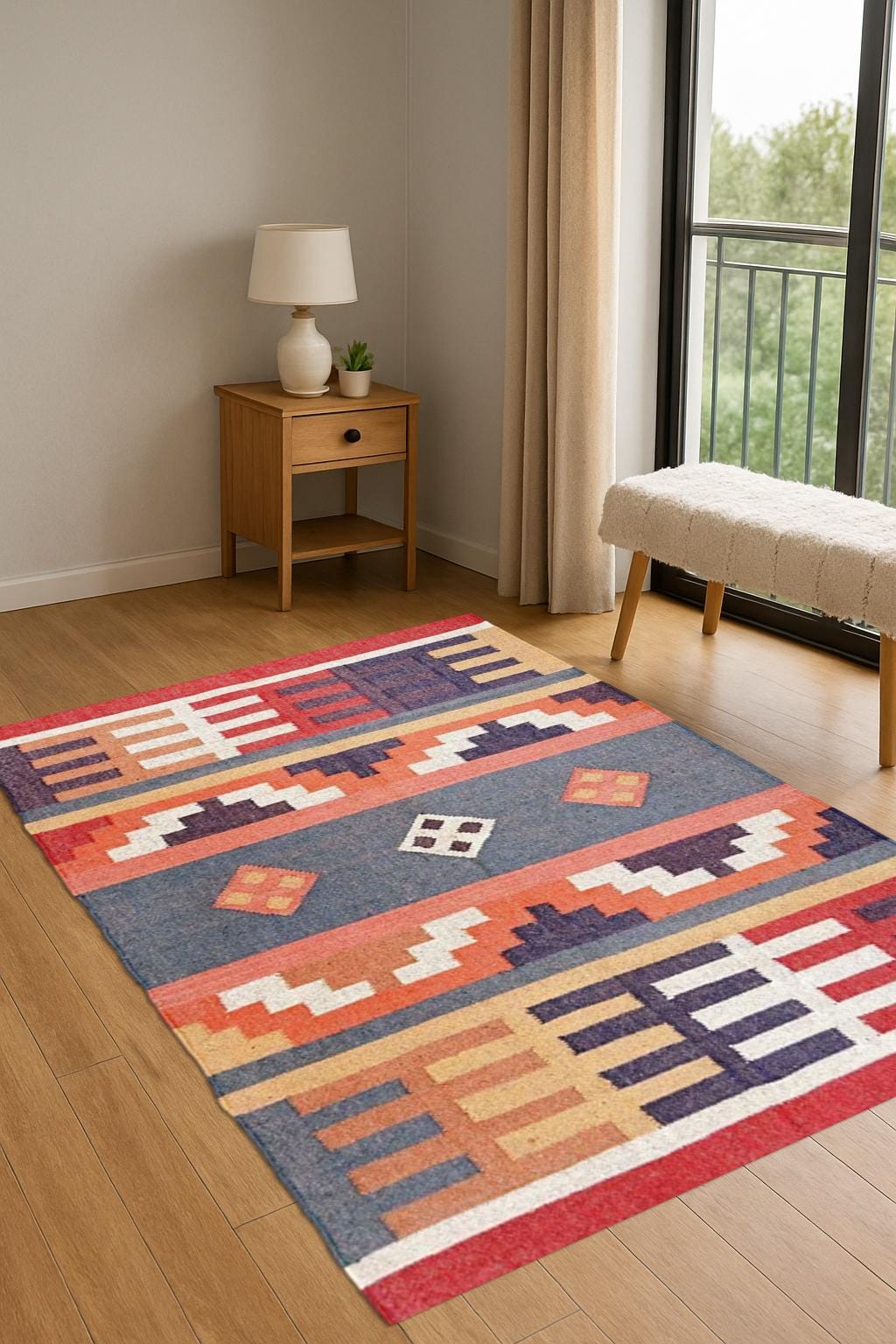 Heritage Handwoven Hemp Jute Rug – Rustic Boho Dhurrie Carpet | Eco-Friendly Handloom Flatweave | Rustic Jute Rug | Living Room Rug