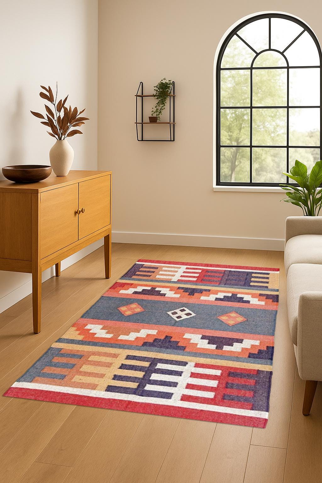 Heritage Handwoven Hemp Jute Rug – Rustic Boho Dhurrie Carpet | Eco-Friendly Handloom Flatweave | Rustic Jute Rug | Living Room Rug