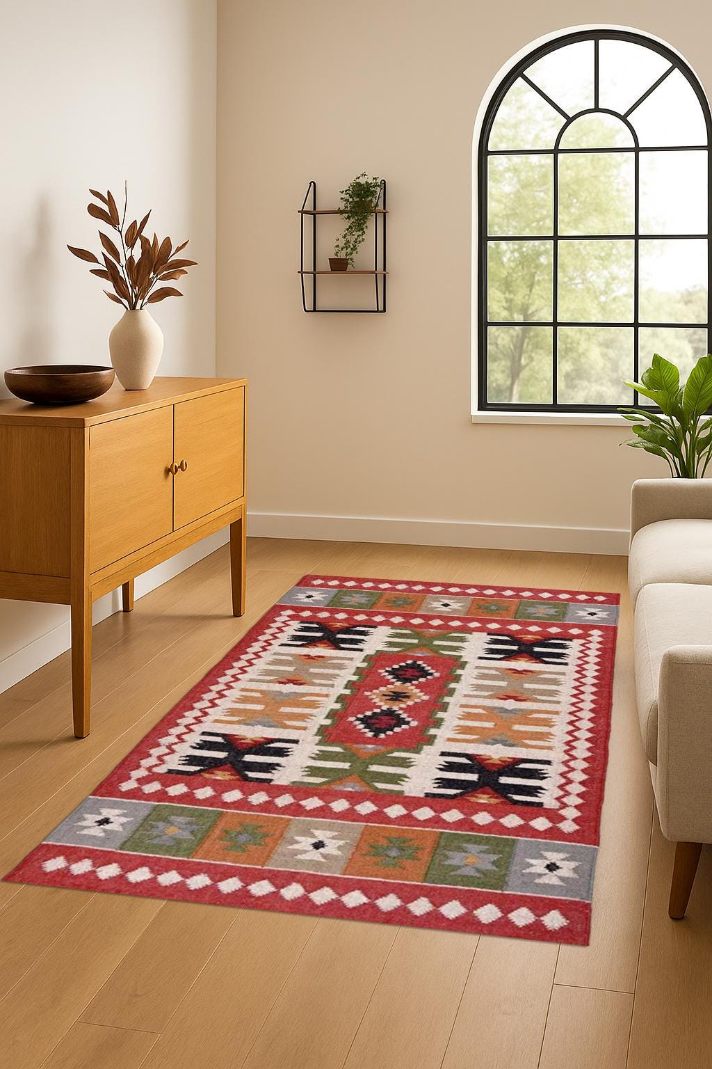8x10 Jute Kilim Rug | Sustainable Jute Kilim Rug | Rustic Boho Flatweave Runner for Hallway or Kitchen | Flatweave Handmade Rug