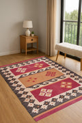Handwoven Hemp Jute Rug – Multicolor Flatweave Dhurrie Carpet | Bohemain Indian Jute Rug | Living Room Rug | Southwestern Rug