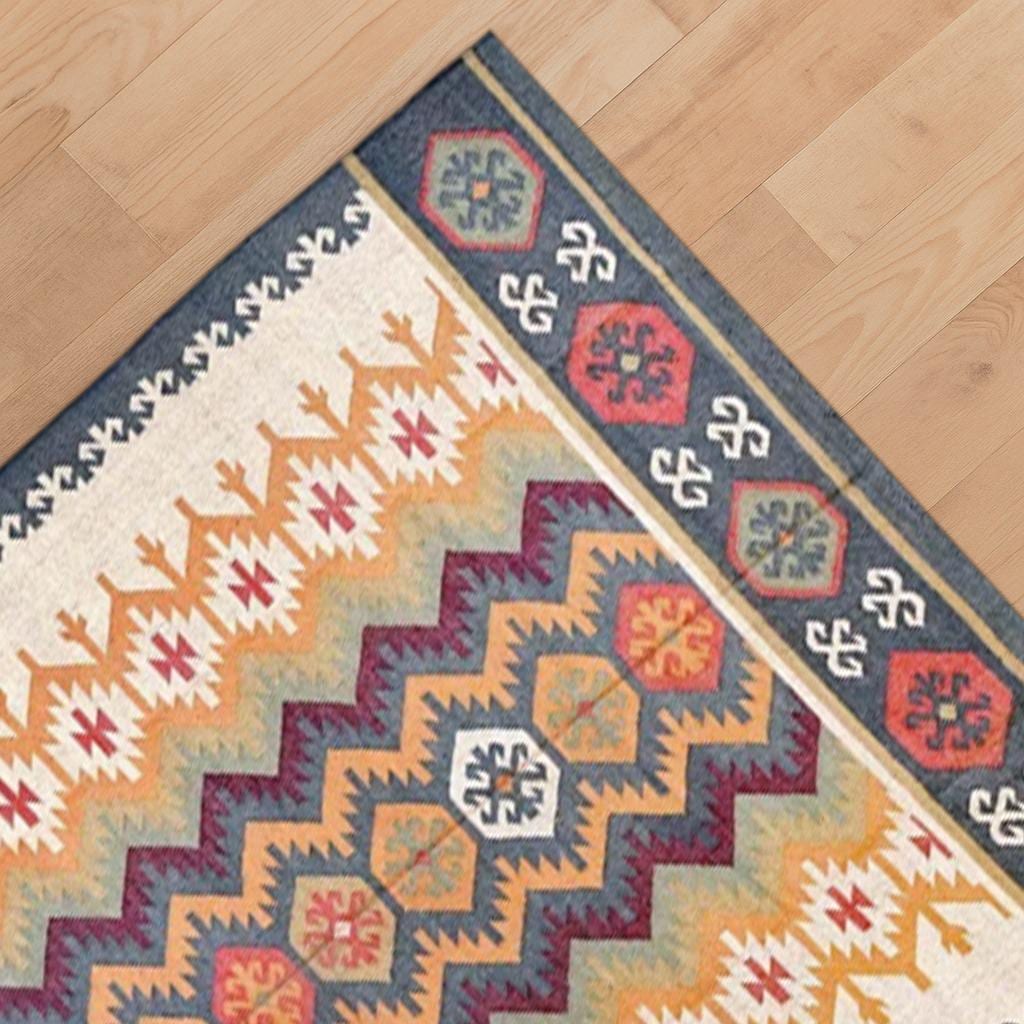 New Modern Geometric Patterned Hand Knotted Turkish Rug | Bedroom Rug | Kids Rug, Bohemian Rug | Washable Rug | Nursery Rug |  Custom Rug