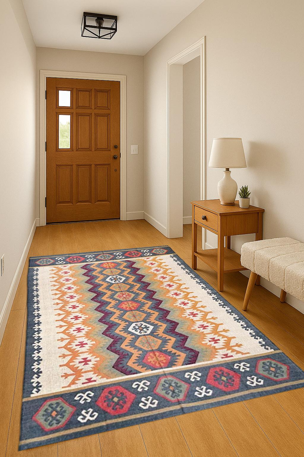 New Modern Geometric Patterned Hand Knotted Turkish Rug | Bedroom Rug | Kids Rug, Bohemian Rug | Washable Rug | Nursery Rug |  Custom Rug