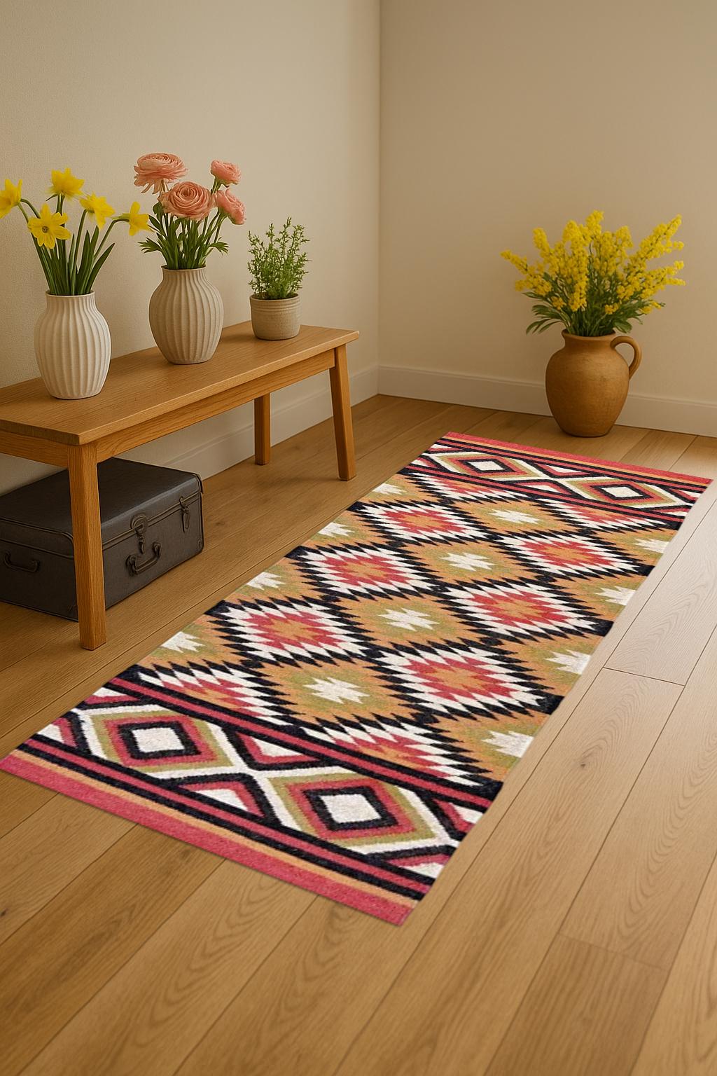 Eco-Friendly Jute Kilim Runner – Rustic Farmhouse Hallway Rug