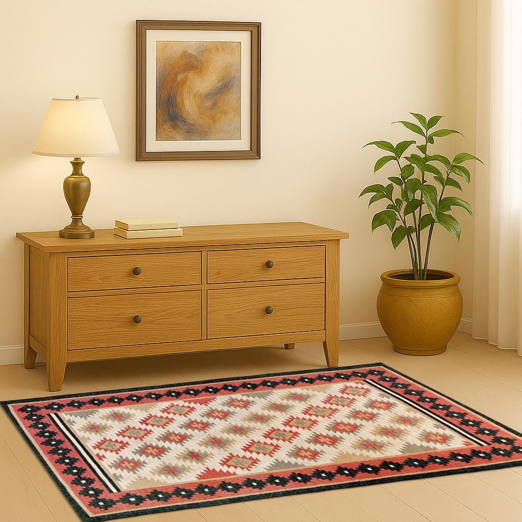 Flatweave Jute & Wool Kilim Dhurrie Rug | Antique Rug | Modern Boho Living Room Rug | Christmas Decor | Bedroom Floor Carpet