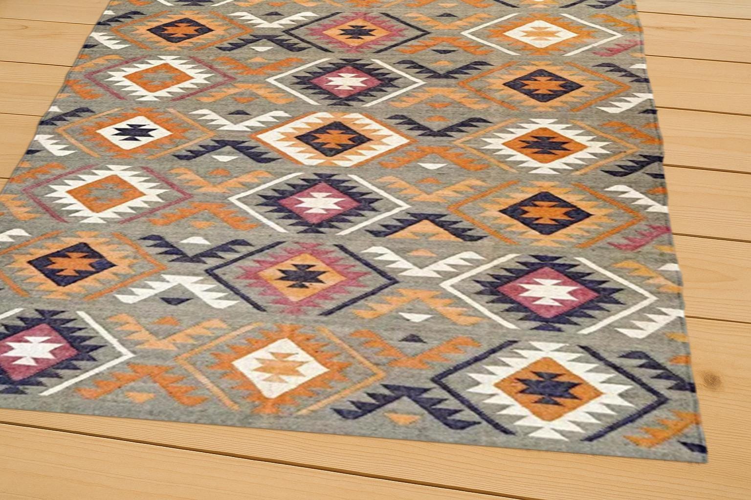 Boho Natural Area Rug | Eco-Friendly Farmhouse Carpet | Rustic Living Room Decor | Rustic Handwoven Carpet | Natural Jute Kilim Rug