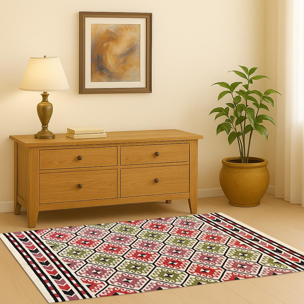 Handwoven Kilim Jute Rug | Boho Natural Area Rug | Eco-Friendly Farmhouse Carpet | Rustic Living Room Decor | Bohemian Area Rug
