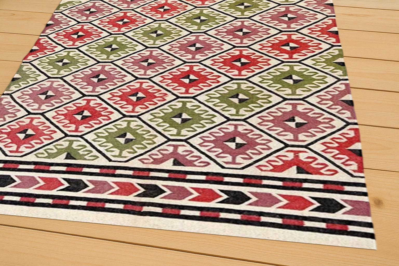 Handwoven Kilim Jute Rug | Boho Natural Area Rug | Eco-Friendly Farmhouse Carpet | Rustic Living Room Decor | Bohemian Area Rug