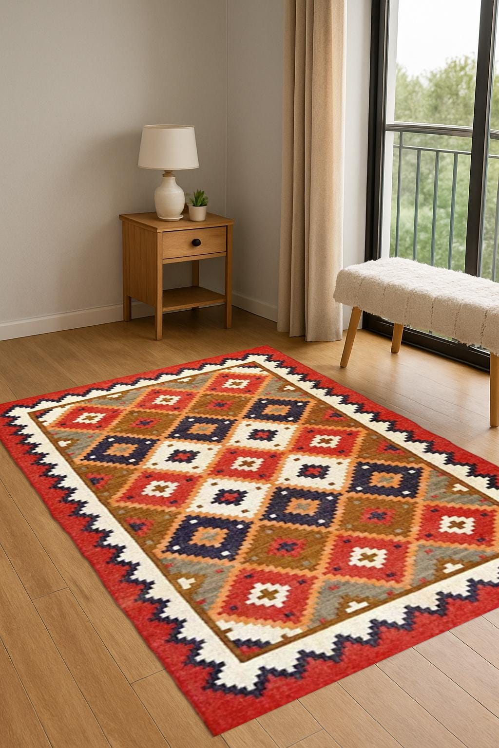 Natural Jute Kilim Rug – Handmade Flatweave Area Rug | Rustic Farmhouse Carpet | Eco Home Decor Rug |Handwoven Flatweave Carpet |Natural Rug
