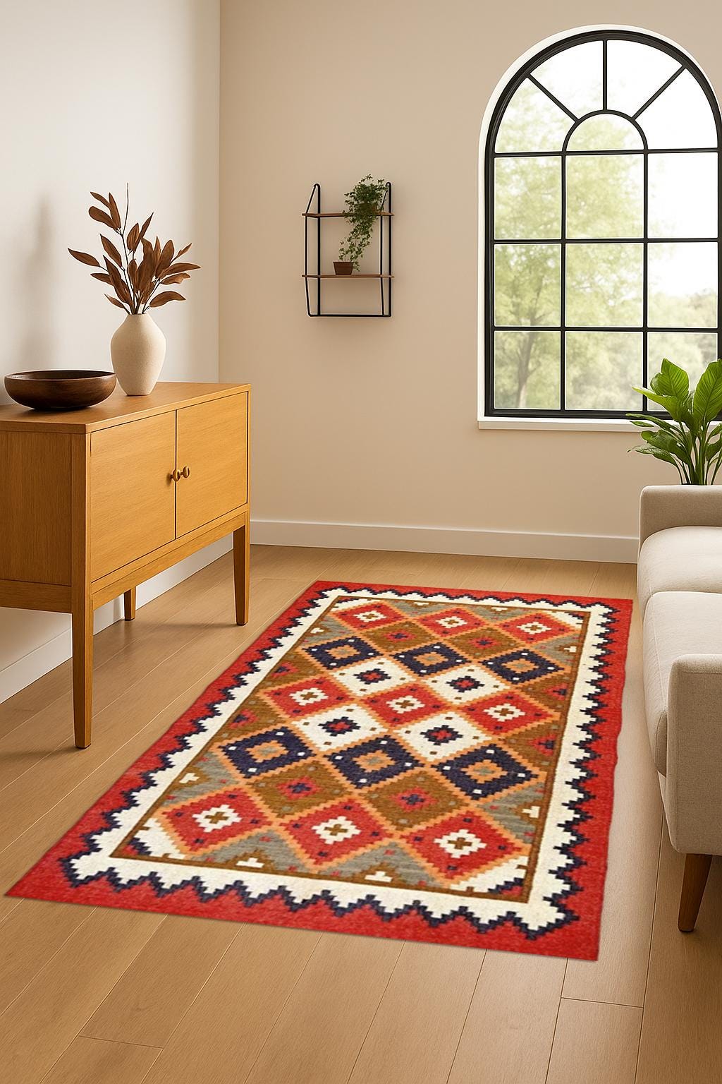 Natural Jute Kilim Rug – Handmade Flatweave Area Rug | Rustic Farmhouse Carpet | Eco Home Decor Rug |Handwoven Flatweave Carpet |Natural Rug