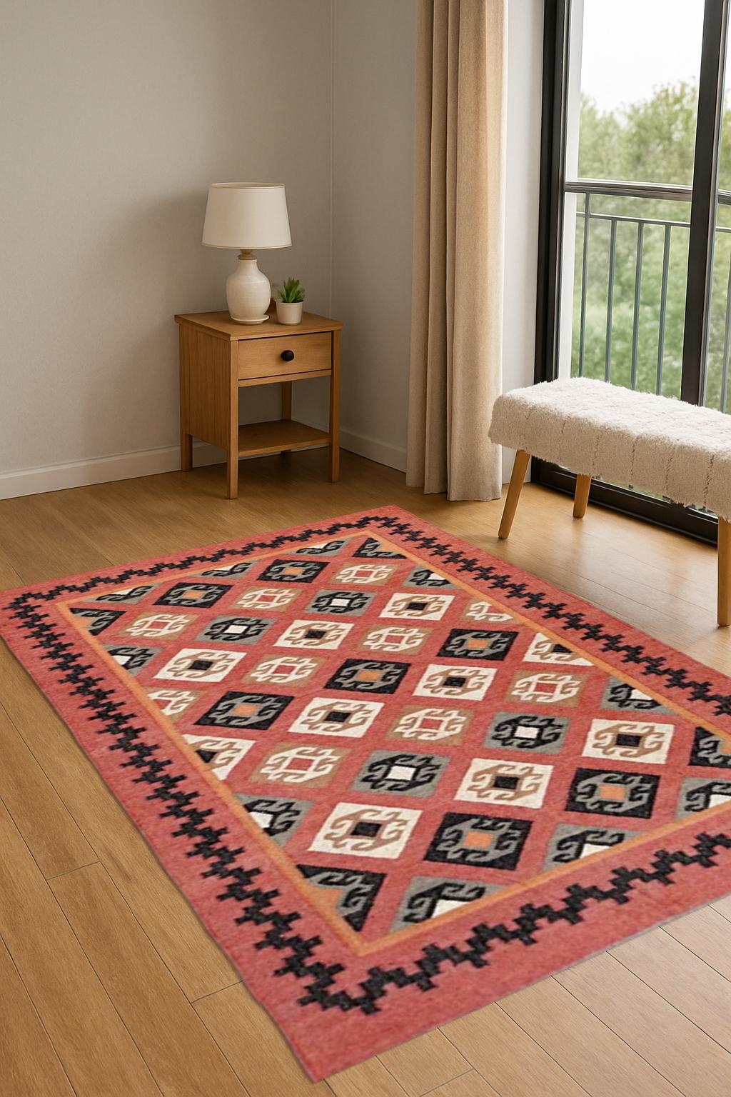 Natural Jute Kilim Rug – Handmade Flatweave Area Rug | Rustic Farmhouse Carpet | Eco Home Decor | Jute Kilim Rug | Sustainable Boho Decor